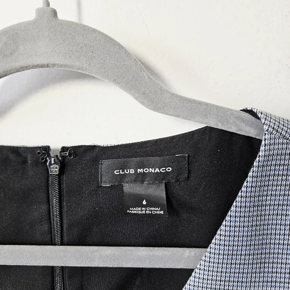 Club Monaco Pritha Dress Size 6 Houndtooth Belted Acamdemic Old Money - Picture 4 of 5